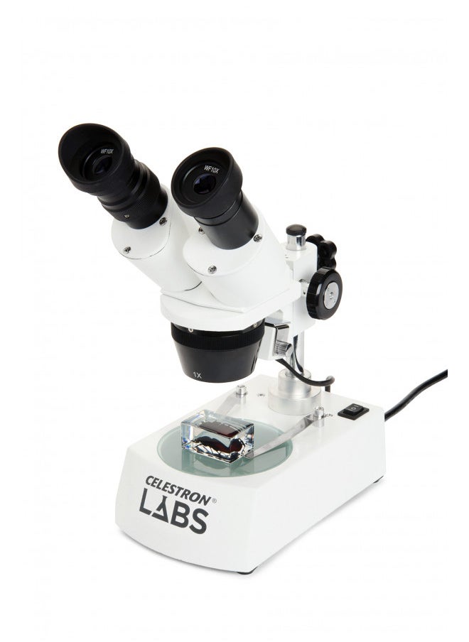 Celestron Celestron Labs Binocular Stereo Microscope 20-60x Magnification Upper and Lower LED Illumination Includes 10 Prepared Slides