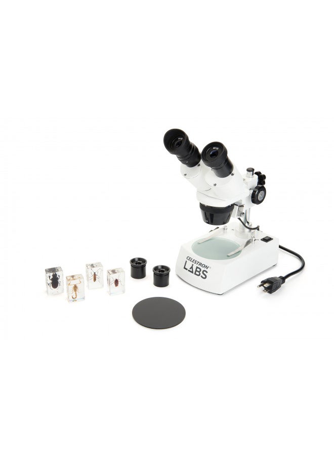 Celestron Celestron Labs Binocular Stereo Microscope 20-60x Magnification Upper and Lower LED Illumination Includes 10 Prepared Slides