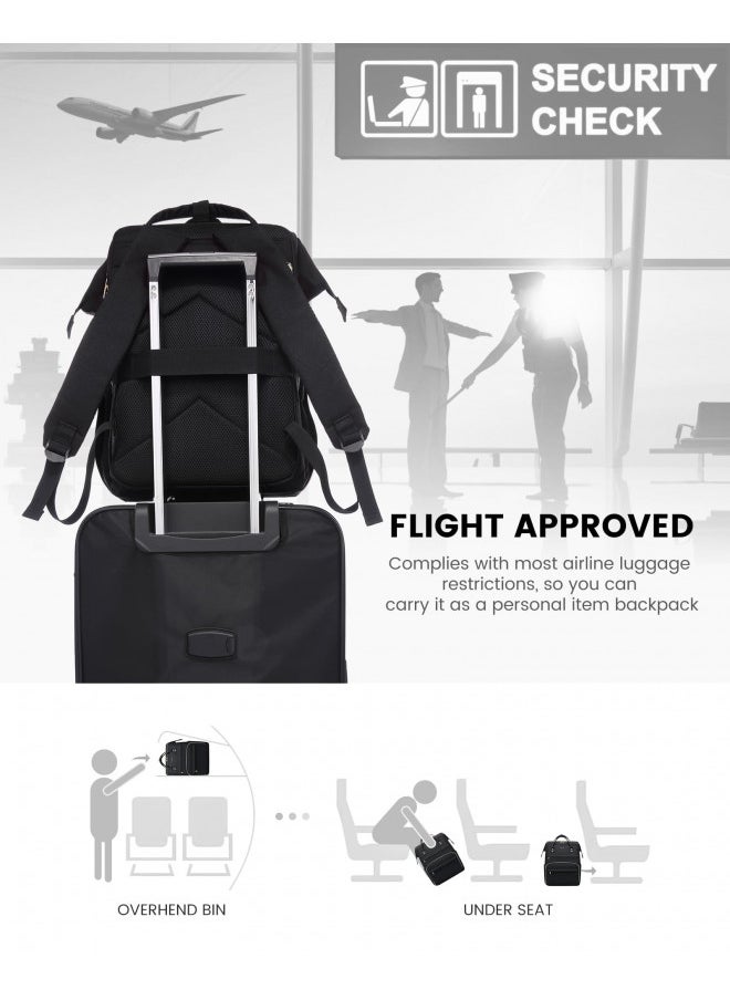 LOVEVOOK Laptop Backpack for Women, Travel Backpack with Laptop Compartment, Water Resistant Teacher Nurse Backpack, Anti-theft Back Pack with Charger for Work Doctor College, 15.6-Inch, Black