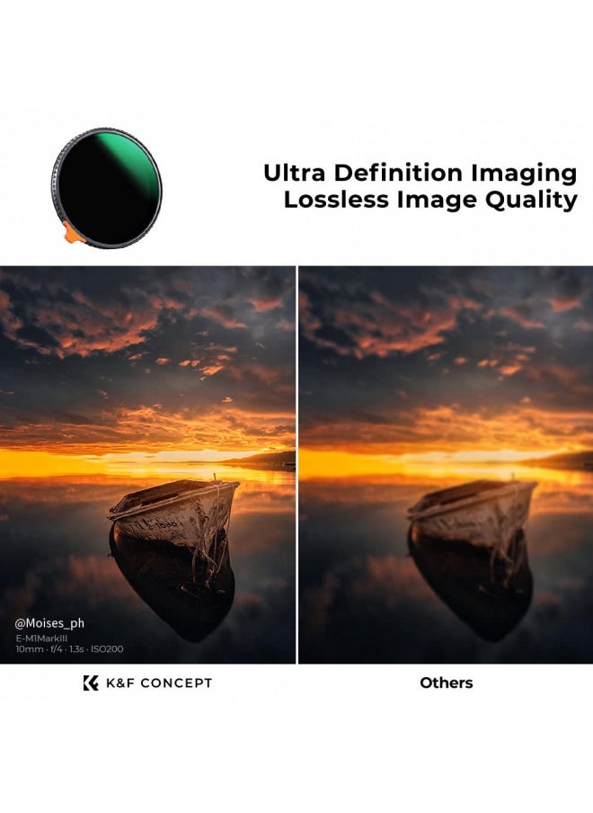 K&F Concept 77mm Variable ND Lens Filter ND3-ND1000 (1.5-10 Stops) Putter Adjustable HD Neutral Density Filter with 28 Multi-Layer Coatings for Camera Lens (Nano-X Series)