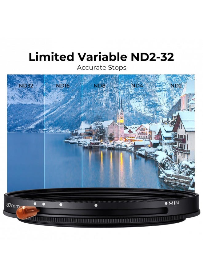 K&F Concept 82mm Variable Fader ND2-ND32 ND Filter and CPL Circular Polarizing Filter 2 in 1 for Camera Lens No X Spot Waterproof Scratch Resistant (Nano-X Series)