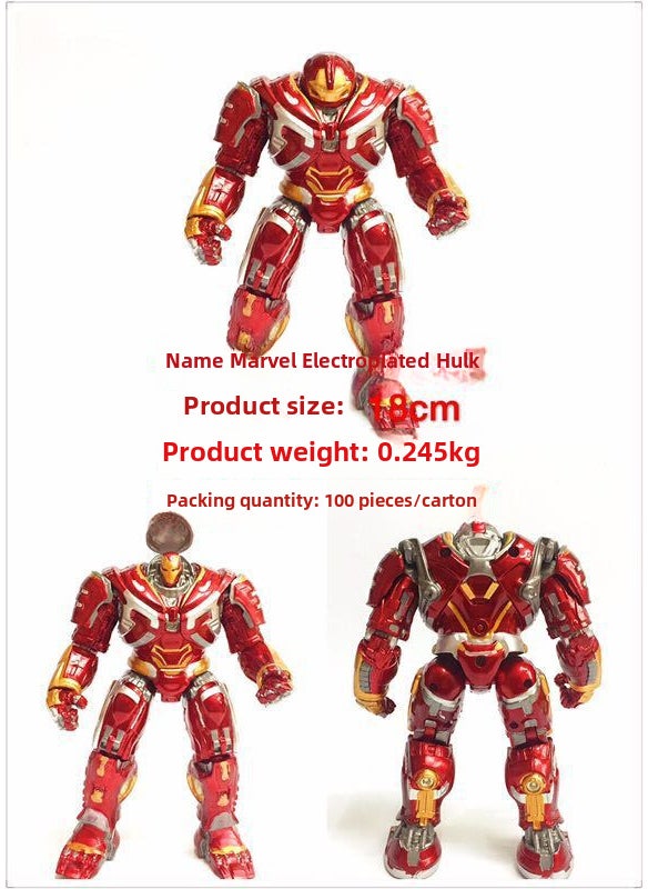 1 x 5 pcs Iron Man vs Hulk Chrome Plated Standard Figurine New Electroplated Anti-Hulk