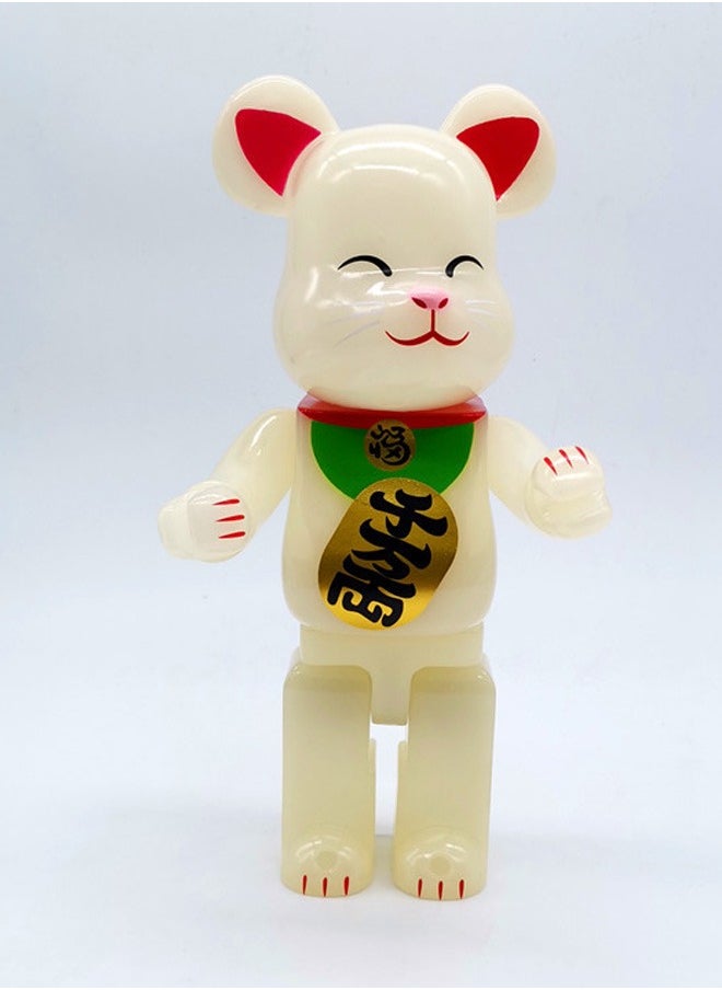 Block Bear (Luminous Lucky Cat) Statue Trendy Culture Doll Ornament