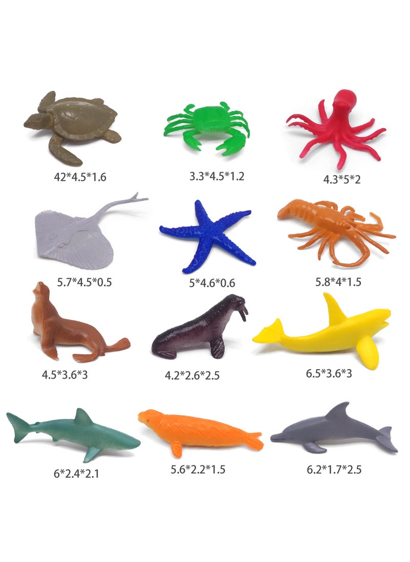 [Bag] small dinosaur farm animal insect model Mini children toy model PVC cross-border hot sale 12 marine animals-combination D [bag]] 12 marine animals-combination D [bag]]