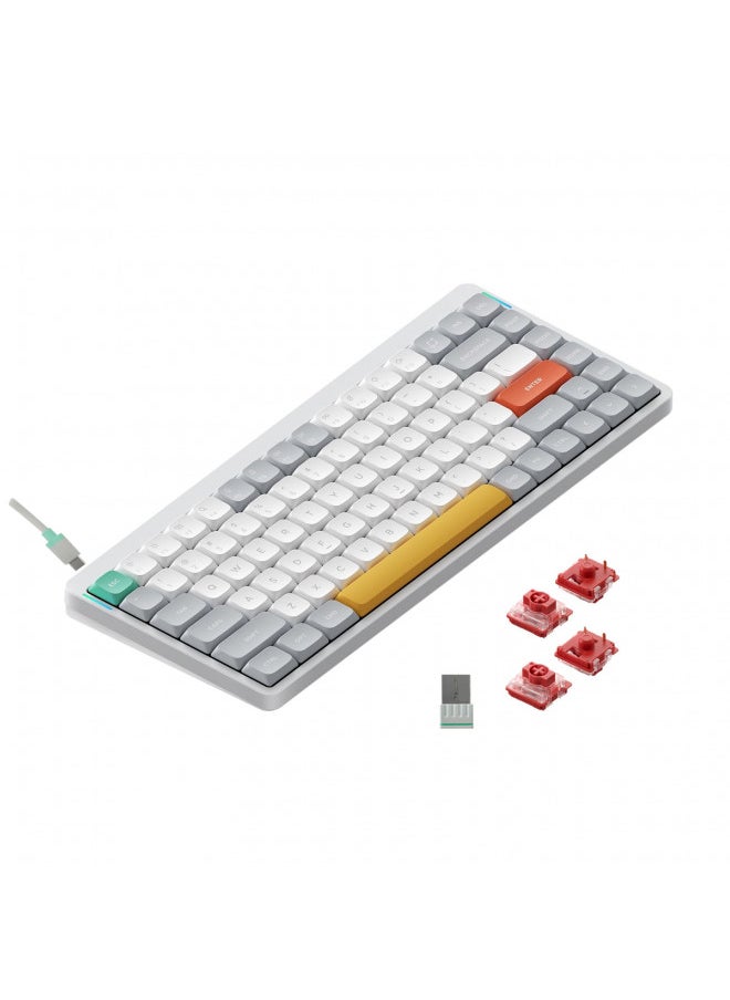 nuphy Air75 V2 Portable 75% Mechanical Keyboard,Wireless Keyboard,Supports Bluetooth/2.4G/USB-C RGB Bluetooth Keyboards,Compatible with Windows/Mac OS/Linux Systems White-Gateron Cowberry Switch