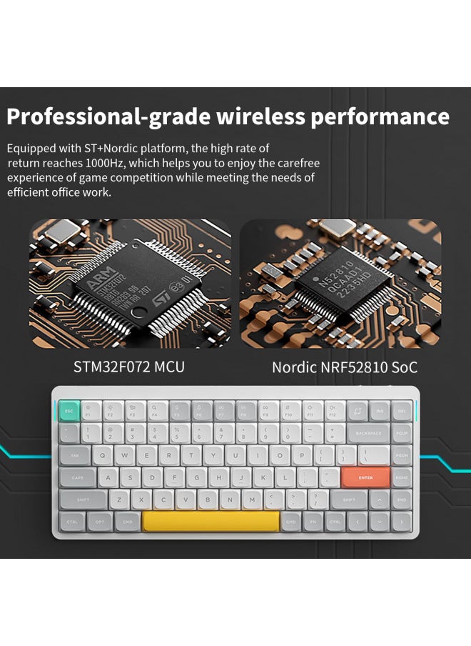 nuphy Air75 V2 Portable 75% Mechanical Keyboard,Wireless Keyboard,Supports Bluetooth/2.4G/USB-C RGB Bluetooth Keyboards,Compatible with Windows/Mac OS/Linux Systems White-Gateron Cowberry Switch