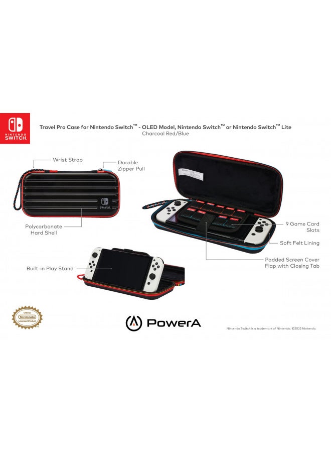 PowerA Slim Travel Pro Case for Nintendo Switch - OLED Model, Nintendo Switch and Nintendo Switch Lite - Red/Blue, Hard Shell, Protective Case, Gaming Case, Console Case