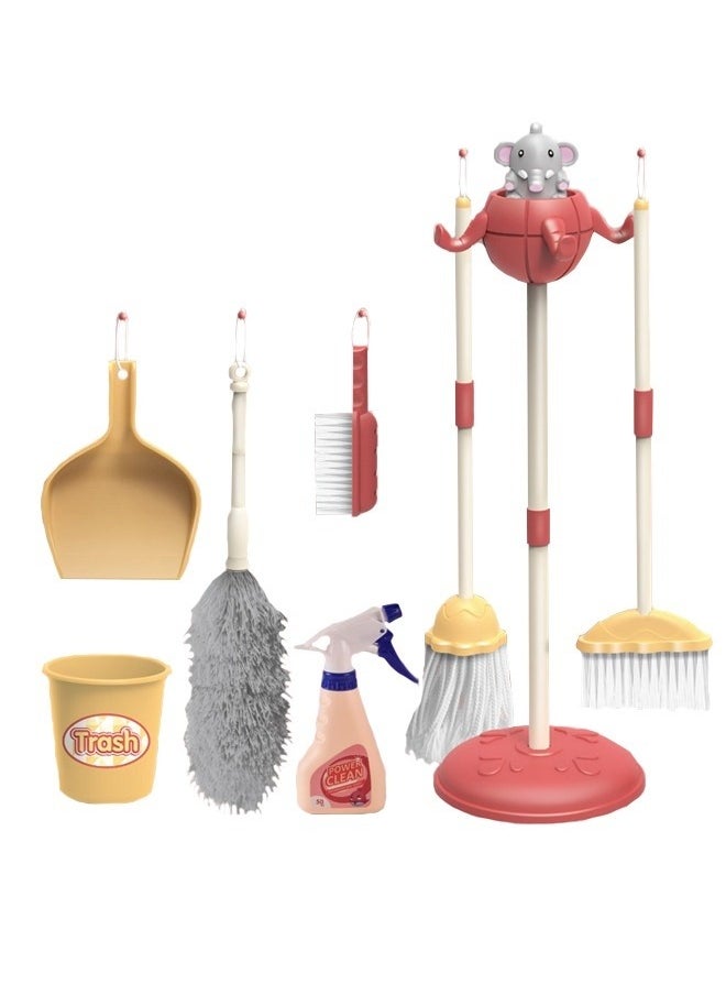 8 PCS Household Tools Cleaning Toys Play Set Pretend Play Set Educational Durable Housekeeping Broom, Dustpan, Mops, Pretend Household Gift for Toddlers Boys Girls