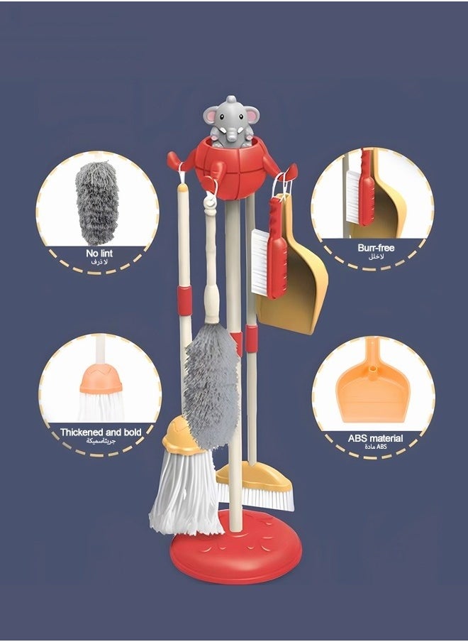 8 PCS Household Tools Cleaning Toys Play Set Pretend Play Set Educational Durable Housekeeping Broom, Dustpan, Mops, Pretend Household Gift for Toddlers Boys Girls