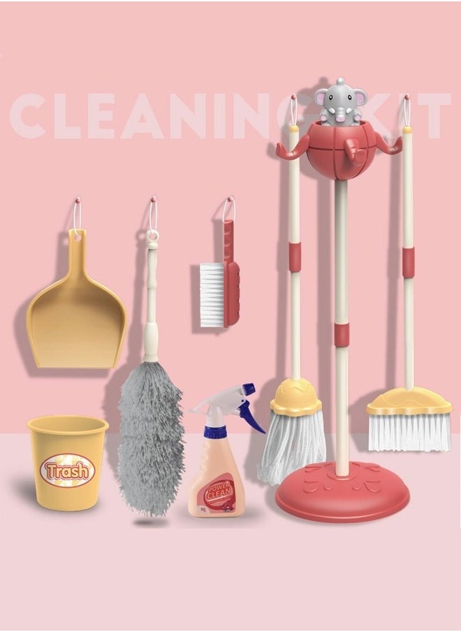 8 PCS Household Tools Cleaning Toys Play Set Pretend Play Set Educational Durable Housekeeping Broom, Dustpan, Mops, Pretend Household Gift for Toddlers Boys Girls