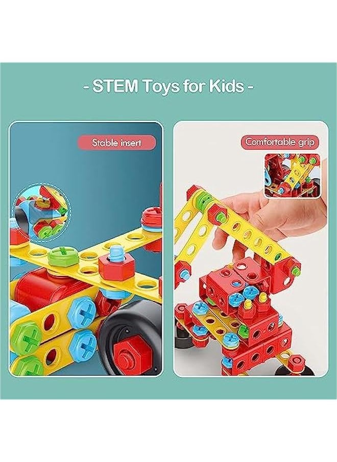 Kids Engineering Building STEM Toys,404 Pcs Educational Construction Engineering Building Blocks Kit for Ages 3 4 5 6 7 8 9 10 Year Old Boys and Girls,Best Gift for Kids Creative Games & Fun Activit