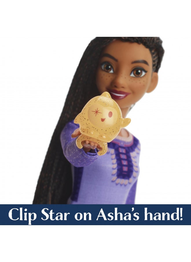 Mattel Disney Wish Singing Asha of Rosas Fashion Doll & Star Figure, Posable with Removable Outfit, Sings This Wish in English