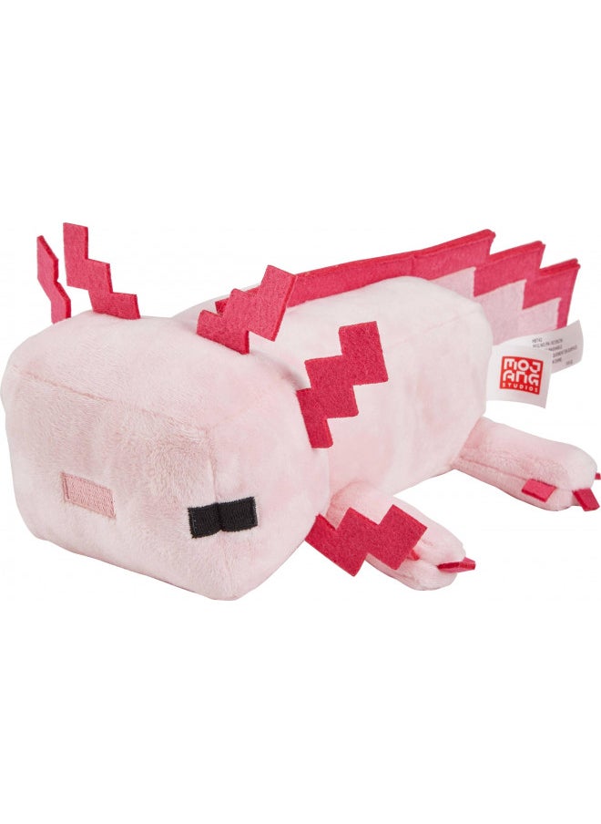 Minecraft Basic 8-Inch Plush Axolotl Stuffed Animal Figure, Soft Doll Inspired by Video Game Character