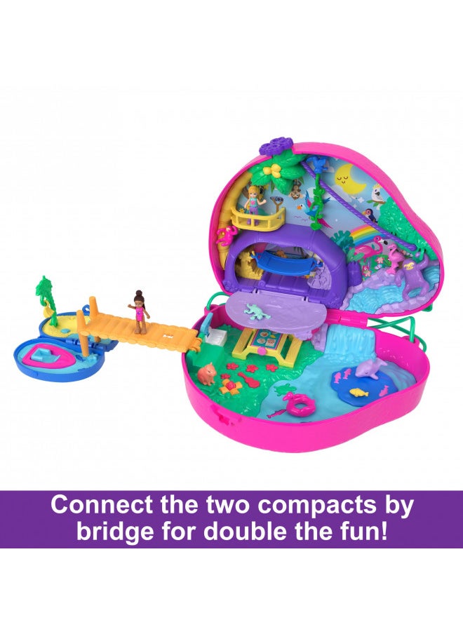 Polly Pocket Playset and Travel Toy with 2 Micro Dolls, Animal Toy, Sloth 2-in-1 Purse Compact