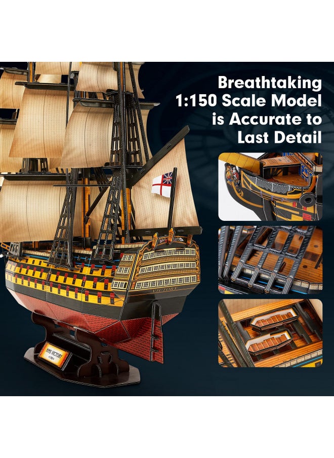 CubicFun 3D Puzzles Large HMS Victory Vessel Ship Sailboat Model Kits for Adults and Teens Toys, 189 Pieces, T4019h