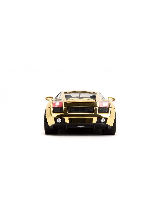 Fast & Furious 1:24 Lamborghini Gallardo Gold Chrome Die-Cast Car, Toys for Kids and Adults
