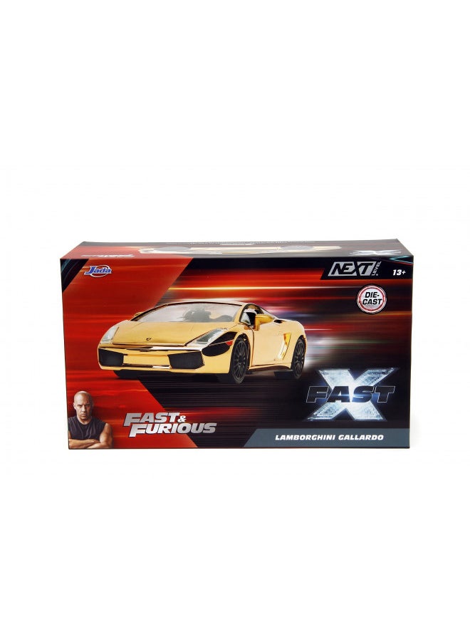 Fast & Furious 1:24 Lamborghini Gallardo Gold Chrome Die-Cast Car, Toys for Kids and Adults