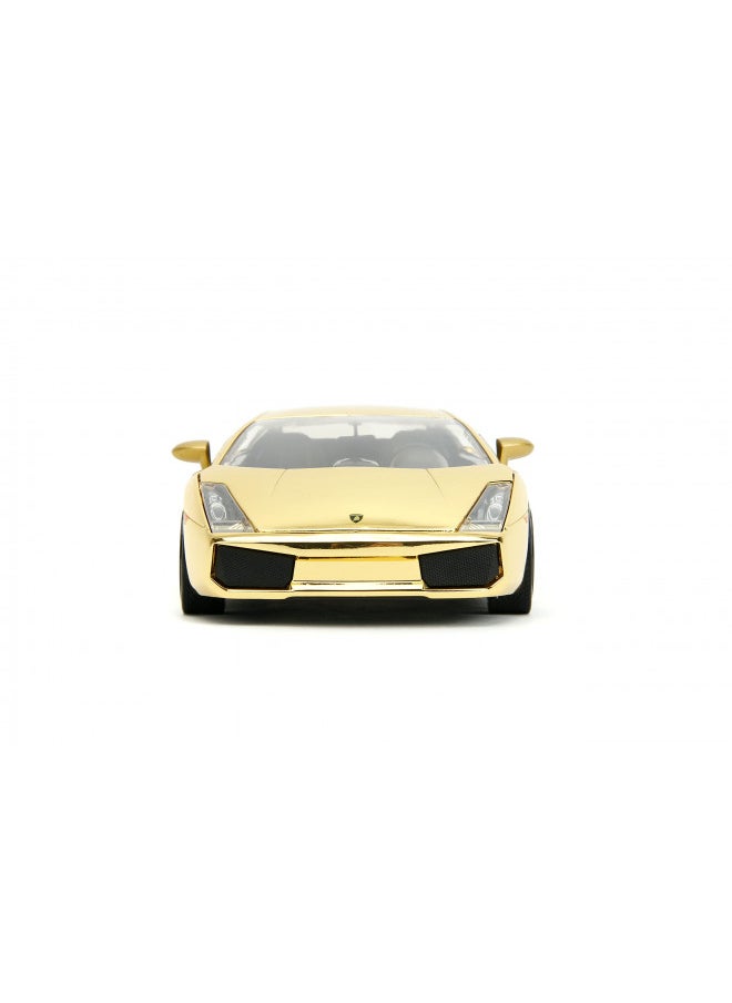 Fast & Furious 1:24 Lamborghini Gallardo Gold Chrome Die-Cast Car, Toys for Kids and Adults