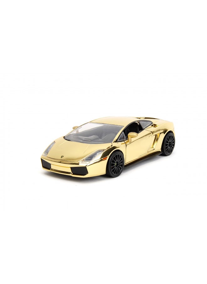 Fast & Furious 1:24 Lamborghini Gallardo Gold Chrome Die-Cast Car, Toys for Kids and Adults