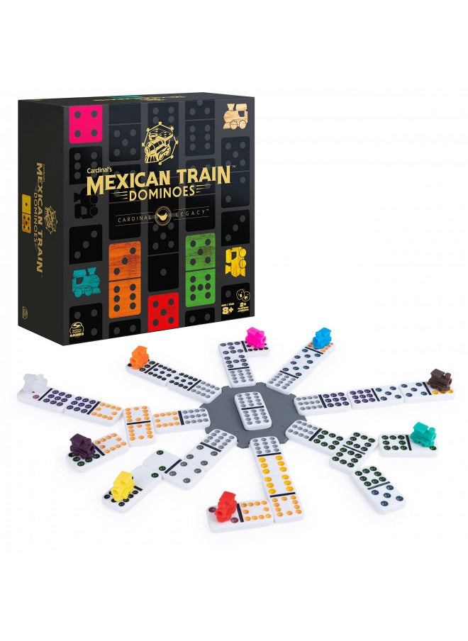 Spin Master Games Legacy Deluxe Mexican Train Dominoes, Classic Original Board Game Set Double-12 Dominoes with Sturdy Wood Case, for Kids and Adults Aged 8 and Up