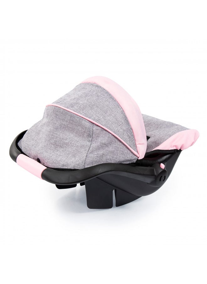 Bayer Design 67933AA Toy, Car Seat Easy Go for Neo Vario Pram with Cover, Doll Accessories, Pink, Grey with Butterfly