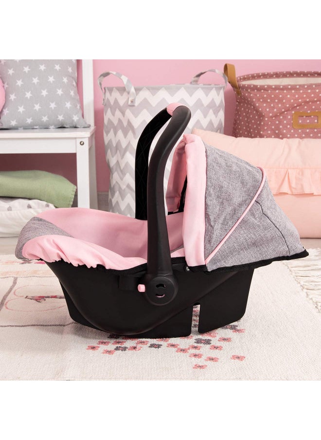 Bayer Design 67933AA Toy, Car Seat Easy Go for Neo Vario Pram with Cover, Doll Accessories, Pink, Grey with Butterfly