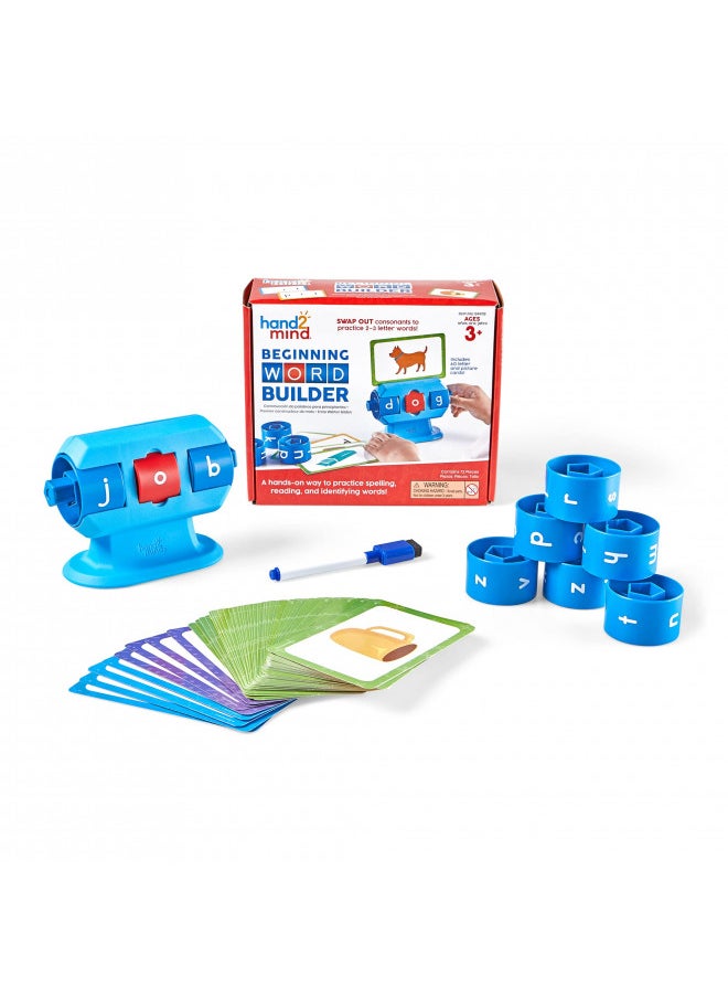 hand2mind Beginning Word Builder, CVC Word Games, Spelling Toys for Kids 3-5, Learning How to Read, Sight Words Flash Cards, Kindergarten Learning Activities, Science of Reading Manipulatives