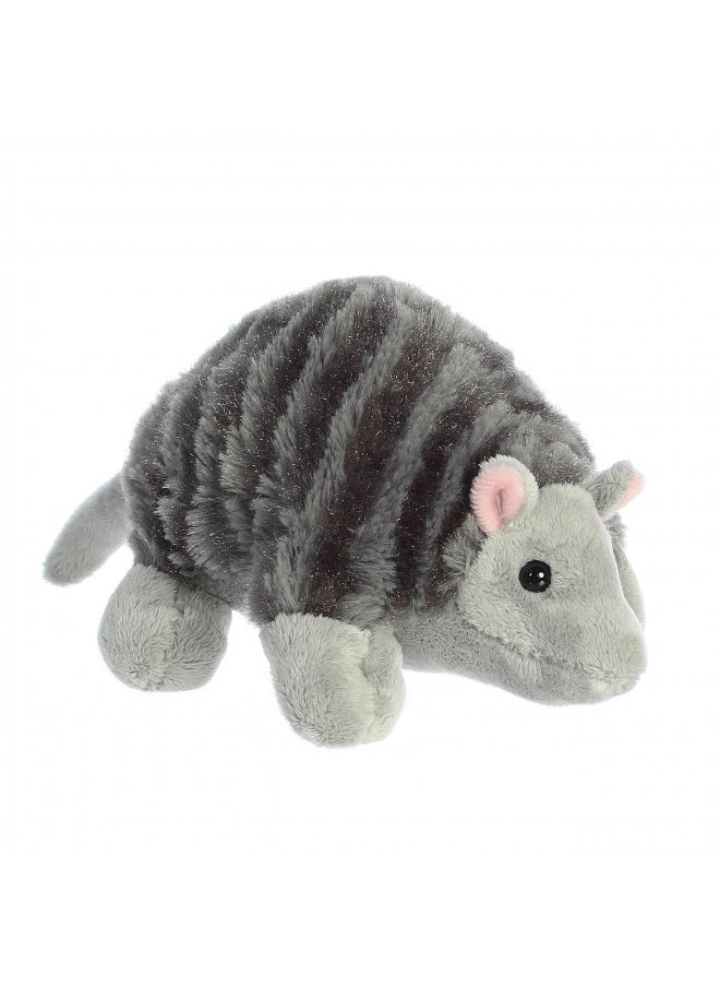 Aurora® Adorable Mini Flopsie Armadillo Stuffed Animal - Playful Ease - Timeless Companions - Gray 8 Inches