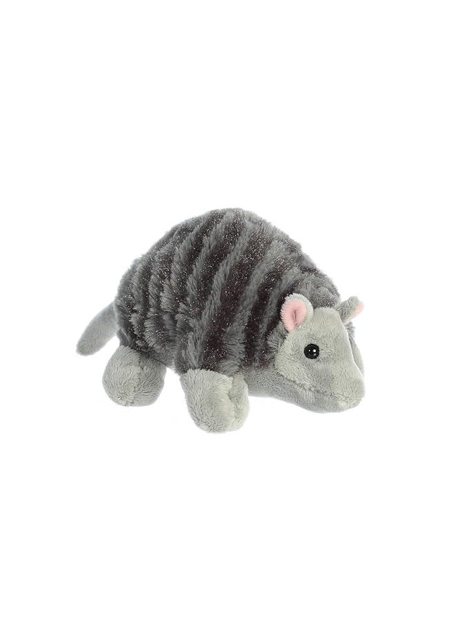 Aurora® Adorable Mini Flopsie Armadillo Stuffed Animal - Playful Ease - Timeless Companions - Gray 8 Inches