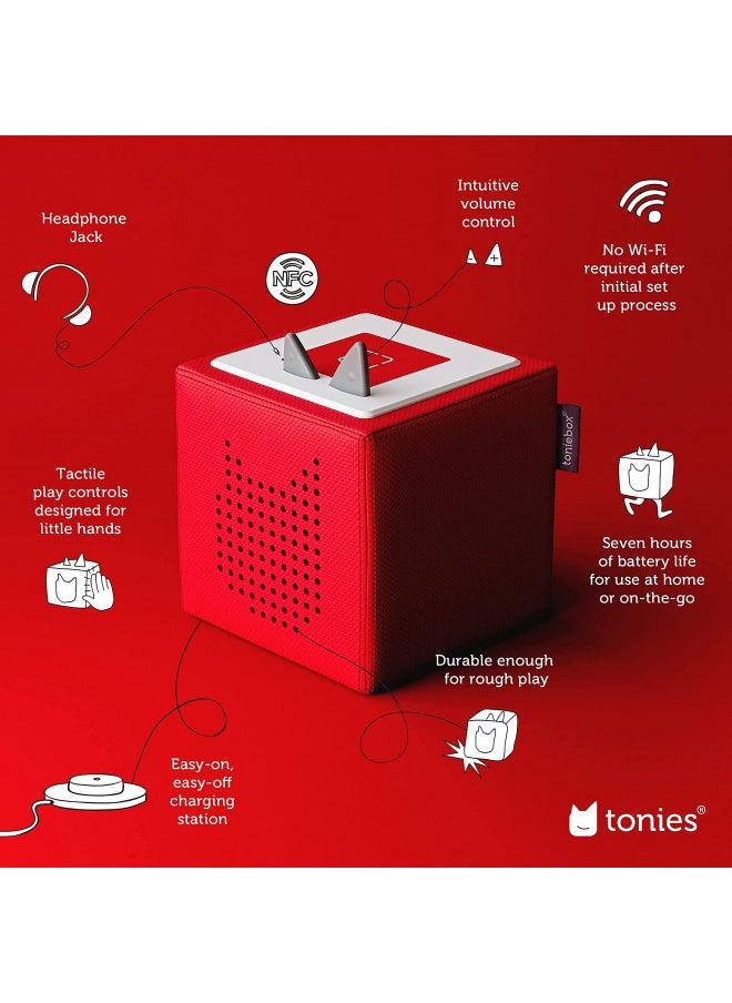 Toniebox Audio Player Starter Set with Playtime Puppy - Listen, Learn, and Play with One Huggable Little Box - Red