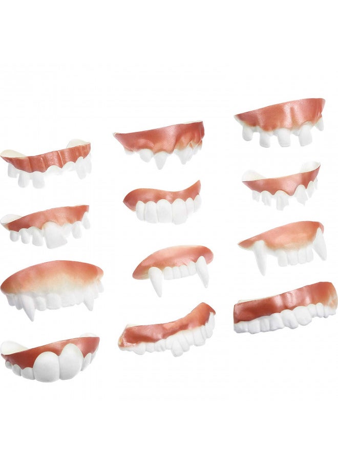 Boao 12 Pieces Gnarly Teeth Gag Teeth Ugly Fake Teeth Bob Teeth Vampire Denture Teeth for Halloween Costume Party Favors 12 Styles (Classic Style)