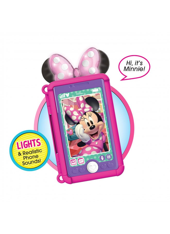 Disney Junior Minnie Mouse Chat with Me Cell Phone Set, Lights and Realistic Sounds, Includes Strap to Wear Like a Purse, by Just Play