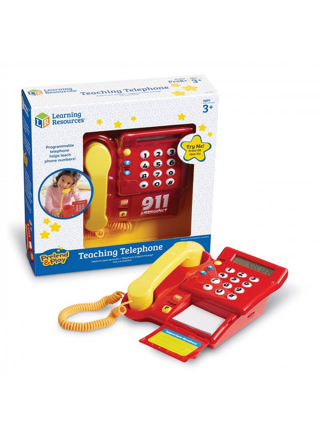 Learning Resources Teaching Telephone - 1 Piece, Ages 3+ Toddler Learning Toys, Pretend Play Telephone, Toy Telephone, Phone for Kids, Pre-Recorded Greetings, Develops Memory Skills