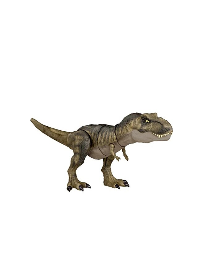 Jurassic World Dominion Thrash N Devour Tyrannosaurus T Rex Action Figure Toy with Sound and Motion for Battle Play