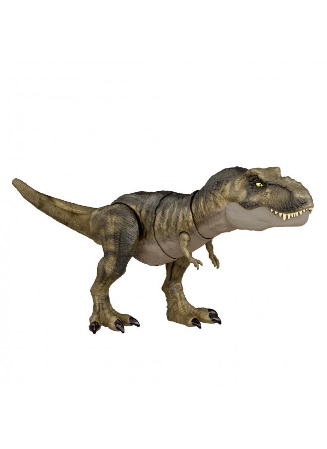 Jurassic World Dominion Thrash N Devour Tyrannosaurus T Rex Action Figure Toy with Sound and Motion for Battle Play