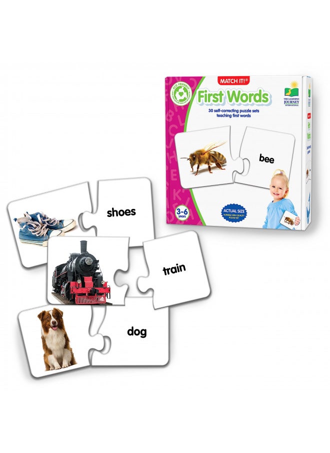 The Learning Journey: Match It! - First Words - 30 Piece Self-Correcting Words with Matching Images for Emerging Readers - Sight Words Puzzle for Kids Ages 3 and Up - Award Winning Toys