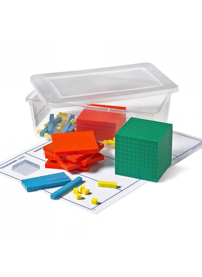 hand2mind Differentiated Plastic Base Ten Blocks Complete Set, Place Value Blocks, Counting Cubes, Base Ten Blocks Classroom Set, Math Blocks Kindergarten, Base 10 Math Manipulatives (Set of 121)