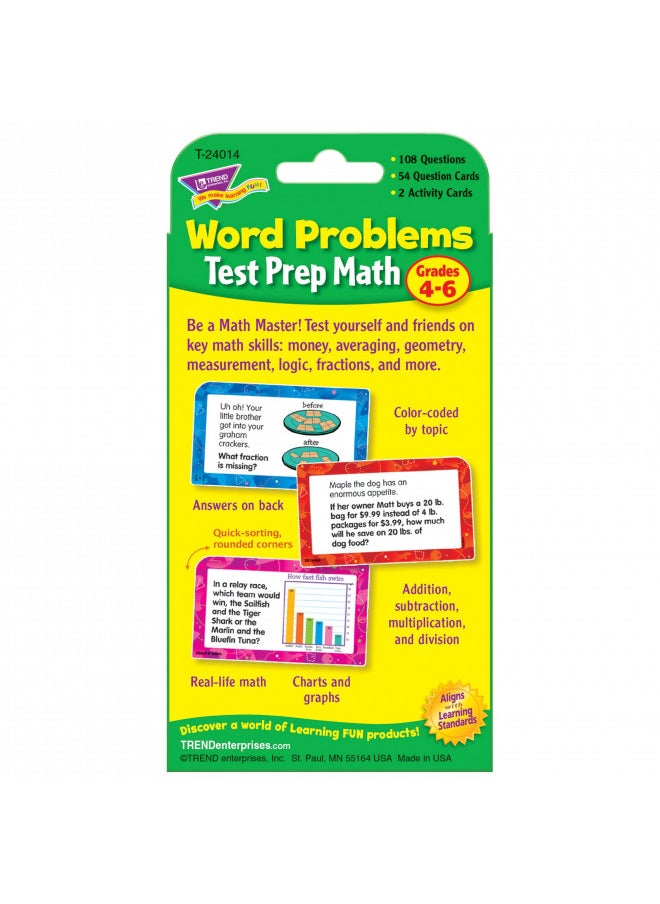 Trend Enterprises Word Problems Test Prep Math Grades 4-6 Challenge Cards , White