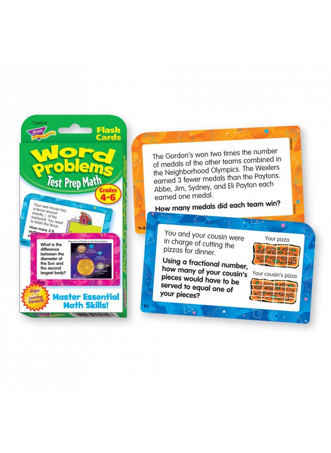 Trend Enterprises Word Problems Test Prep Math Grades 4-6 Challenge Cards , White