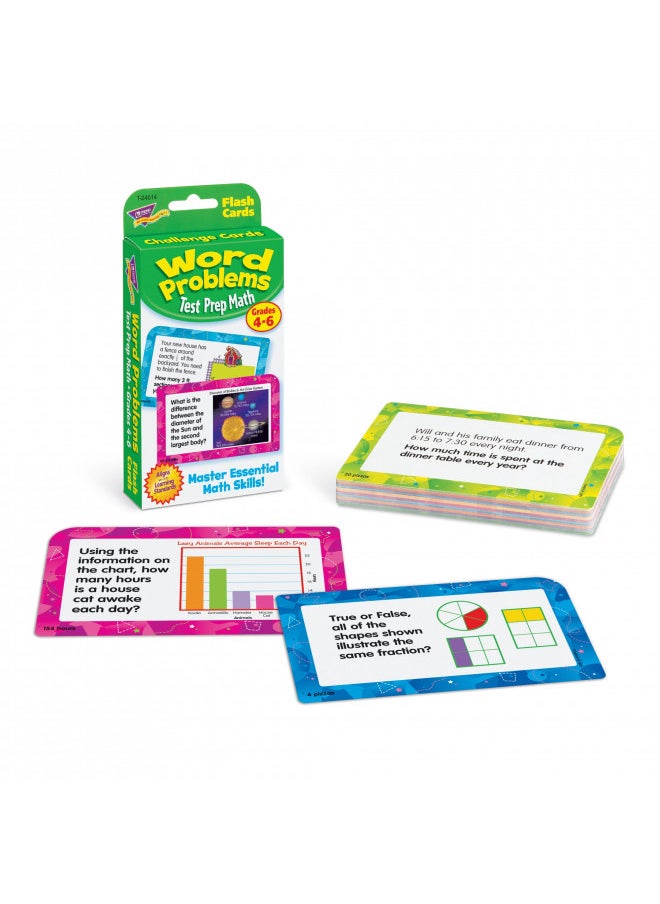 Trend Enterprises Word Problems Test Prep Math Grades 4-6 Challenge Cards , White