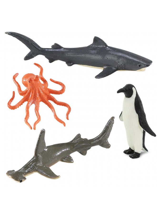 Safari Ltd Ocean TOOB Comes With 12 Different Hand Painted Animal Toy Figurine Models Including Sea Lion, Eagle Ray, Starfish, Turtle, Penguin, Octopus, Humpback Whale, Sperm Whale, Moray Eel, Hammerhead Shark, Tiger Shark, and Dolphin For Ages 5 and