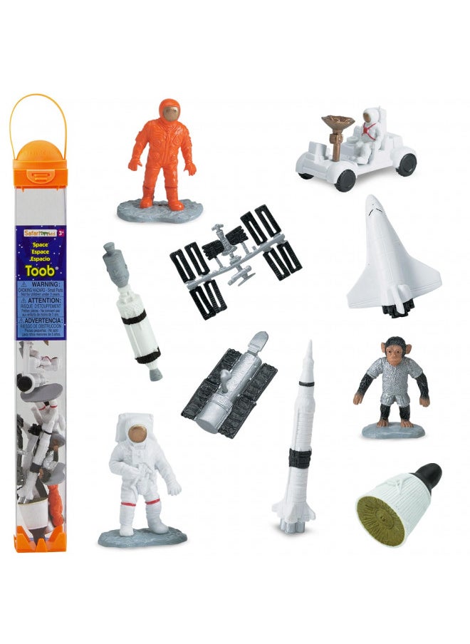 Safari Ltd Space TOOB With 10 Out Of-This-World Toy Figurines, Including 2 Astronauts, 1 Space Chimp, 6 Space Craft, And More! For Ages 3 And Up