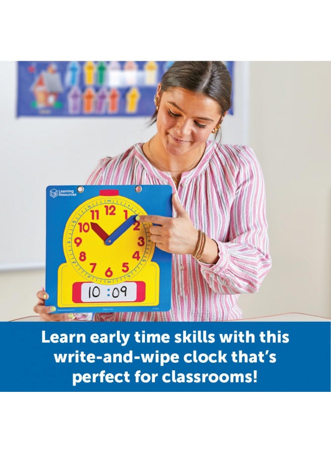 Learning Resources Write & Wipe Demonstration Clock - 1 Piece, Ages 6+ Paper Clocks for Teaching, First Grade Learning Games, Teaching Time Essentials, Homeschool Supplies, Classroom Supplies