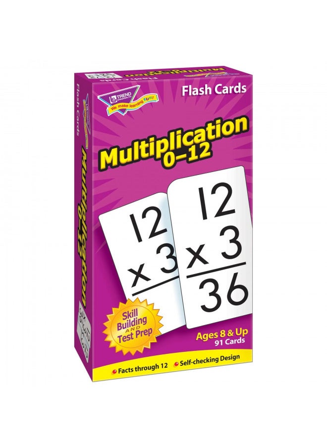 TREND ENTERPRISES: Multiplication 0-12 Skill Drill Flash Cards, Exciting Way for Everyone to Learn, Facts Through 12, Self-Checking, Great for Skill Building and Test Prep, 91 Cards Included, Ages 8+