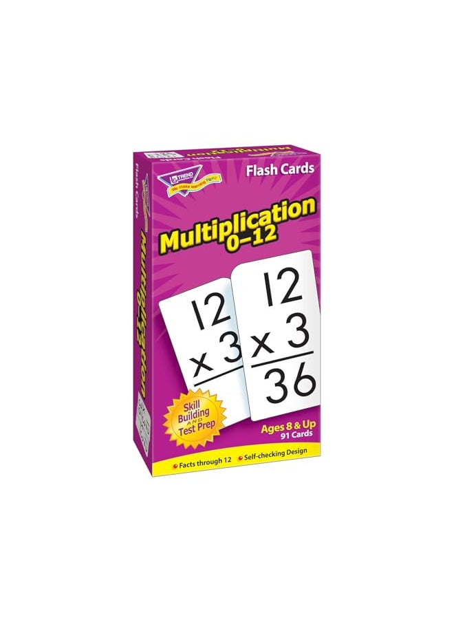 TREND ENTERPRISES: Multiplication 0-12 Skill Drill Flash Cards, Exciting Way for Everyone to Learn, Facts Through 12, Self-Checking, Great for Skill Building and Test Prep, 91 Cards Included, Ages 8+