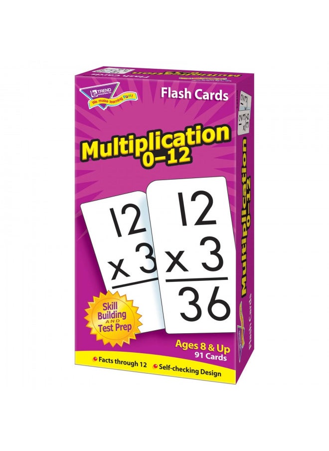 TREND ENTERPRISES: Multiplication 0-12 Skill Drill Flash Cards, Exciting Way for Everyone to Learn, Facts Through 12, Self-Checking, Great for Skill Building and Test Prep, 91 Cards Included, Ages 8+