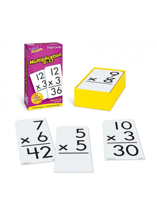 TREND ENTERPRISES: Multiplication 0-12 Skill Drill Flash Cards, Exciting Way for Everyone to Learn, Facts Through 12, Self-Checking, Great for Skill Building and Test Prep, 91 Cards Included, Ages 8+