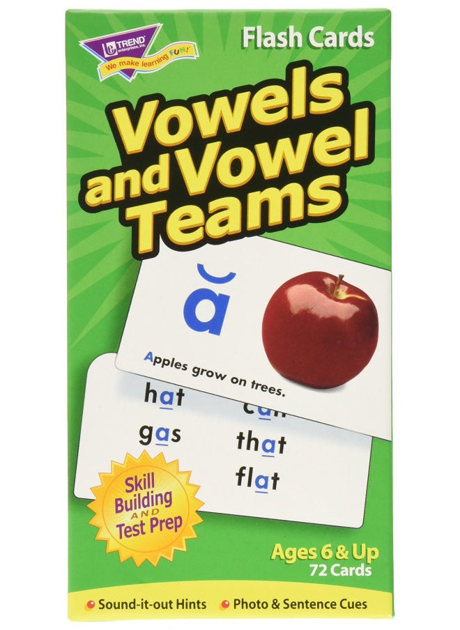 Trend Enterprises T53008 Vowels and Vowel Teams Flash Cards (Pack of 72)