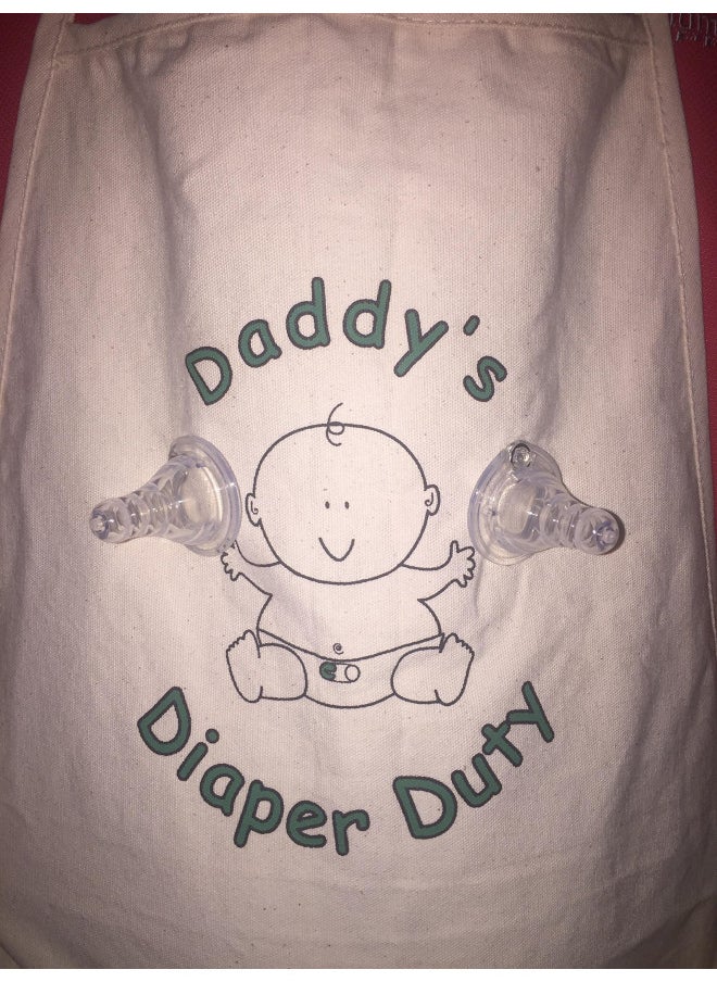 Daddy's Diaper Duty Apron - Unique New Dad Gag Gift for Baby Shower Fun White