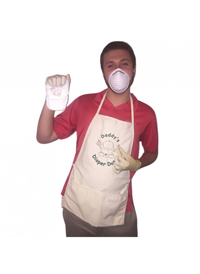 Daddy's Diaper Duty Apron - Unique New Dad Gag Gift for Baby Shower Fun White